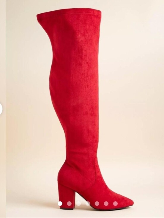 Torrid Curve Shoes - Torrid Red Over The Knee Suede Block Heel Boots, Wide Calf Approved. NIB! Sz 8.5